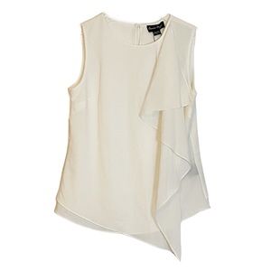 Charlie Paige White Ruffle Front Sleeveless Blouse